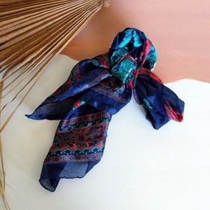 Vintage Silky Satin Floral Hair Scarf